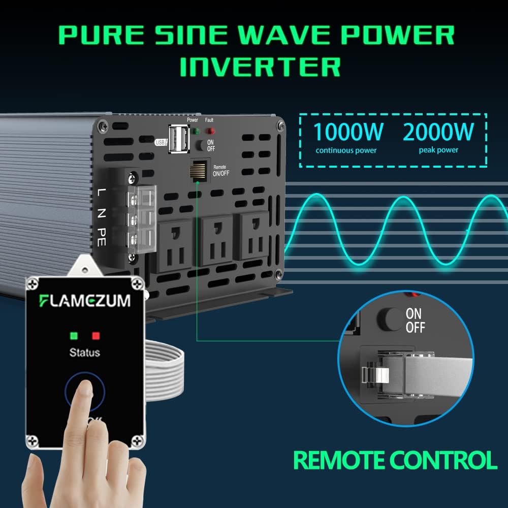 1000W Pure Sine Wave Inverter 12V to 110V Q18894