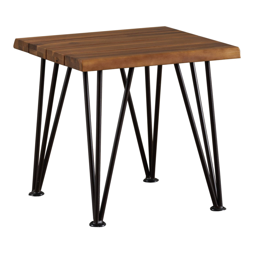 Industrial Iron & Teak Finished Acacia Wood Accent Table P533