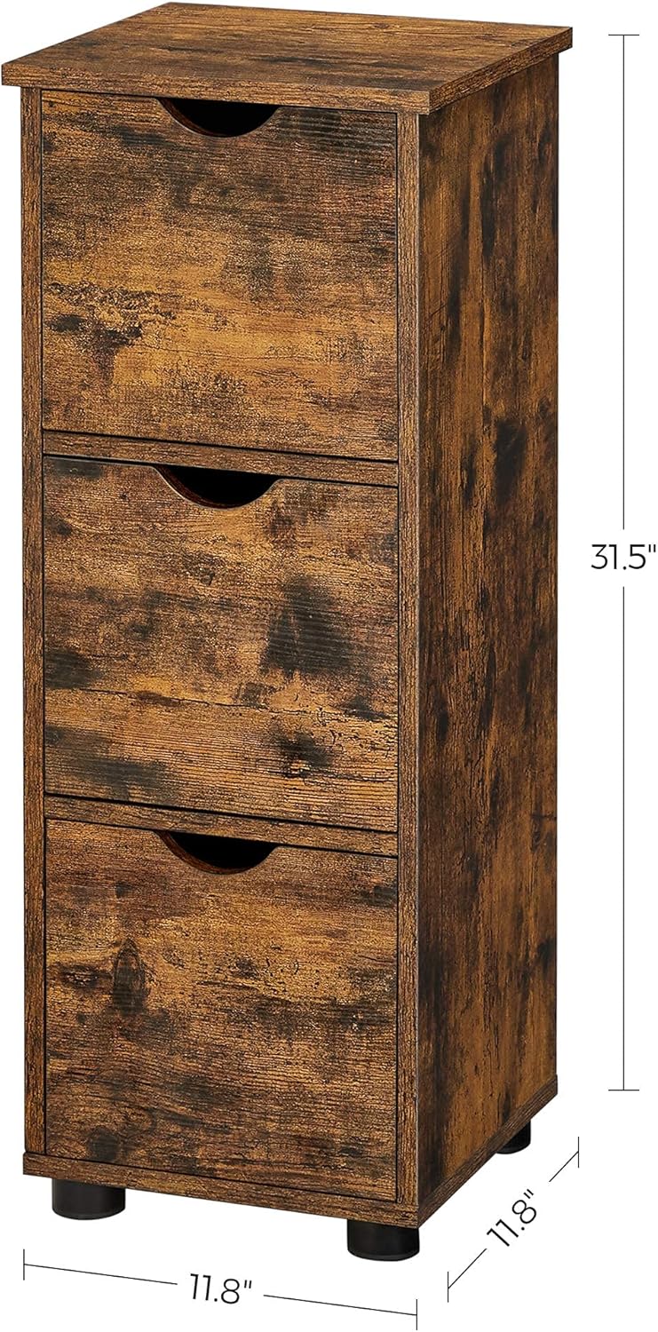 Rustic Brown 3 Drawer Storage Cabinet Y141637