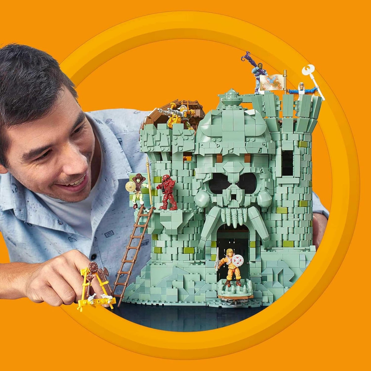 Castle Grayskull Building Set with 3508 Pieces, 6 Poseable Micro Action Figures, 13+ Inches Tall N38600