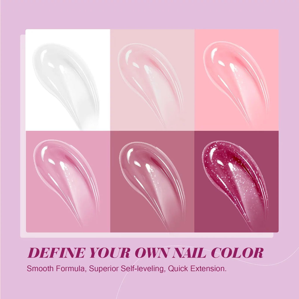 6 Colors Poly Extension Gel Nail Kit with Nail Lamp T100