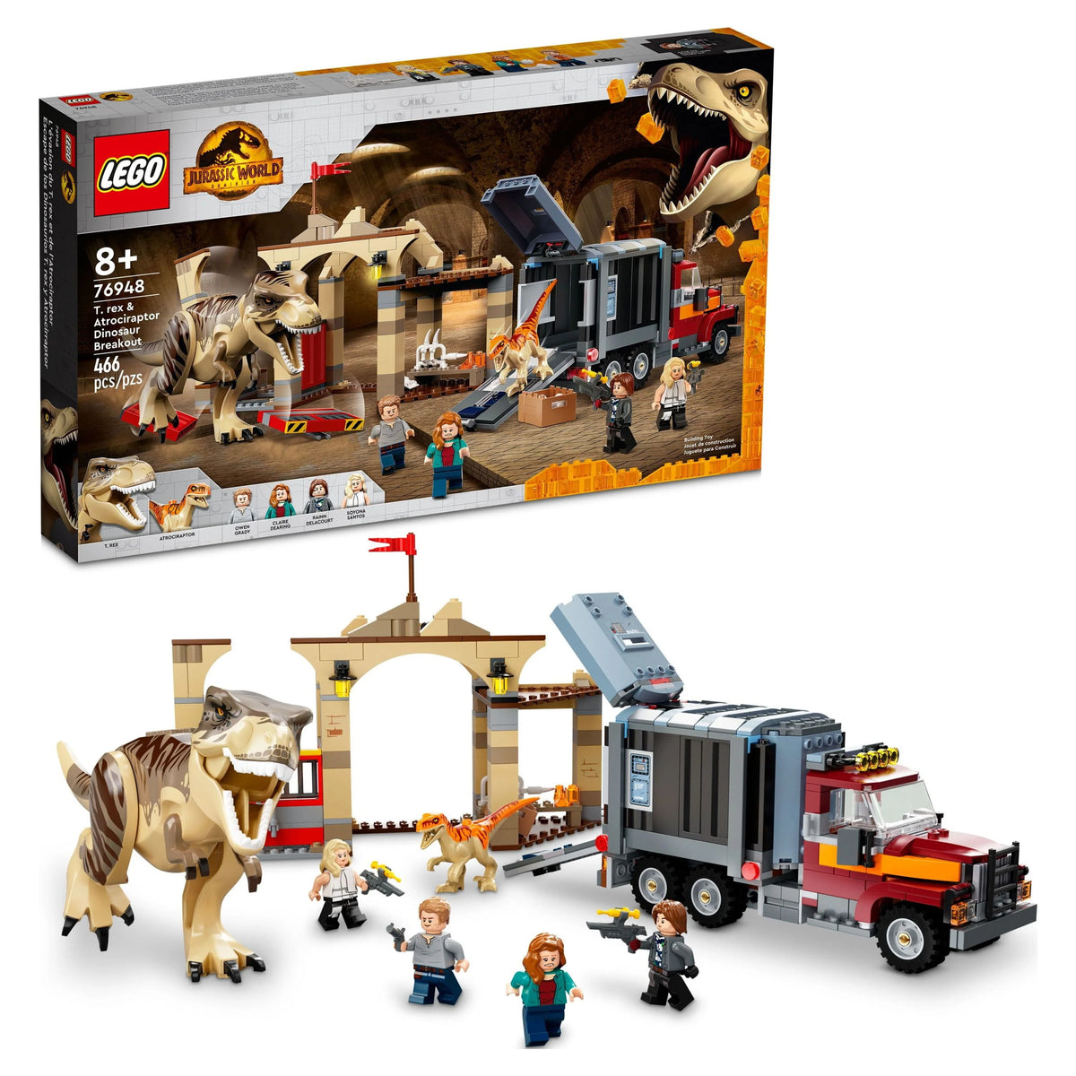 LEGO Jurassic World T. rex & Atrociraptor Dinosaur Breakout with 4 Minifigures B737156