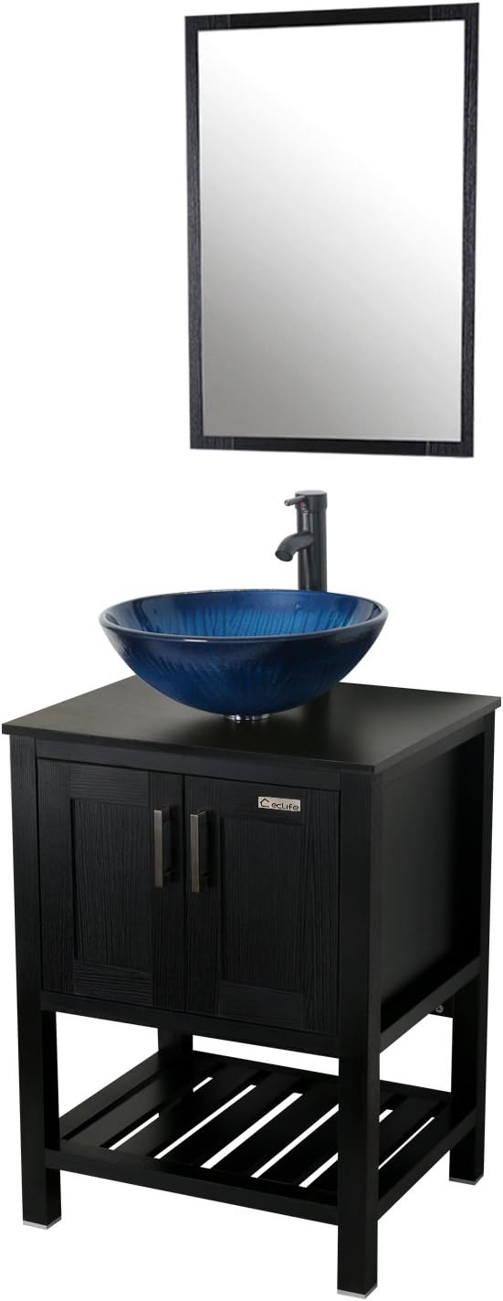 24 inch Bathroom Vanity with Ceramic Vessel Sink and Faucet A480
