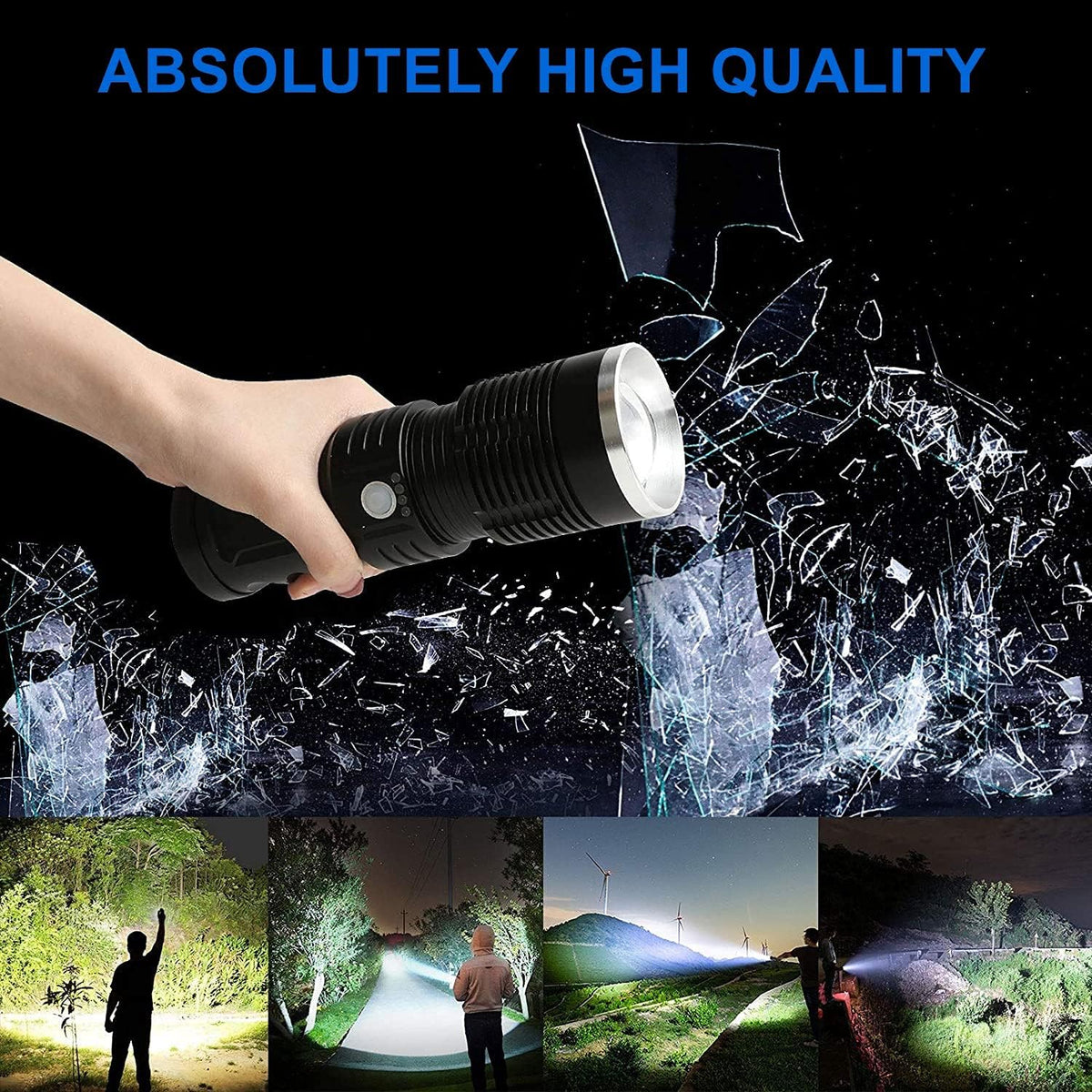100000 Lumen Rechargeable Tactical Flashlight with Battery V469