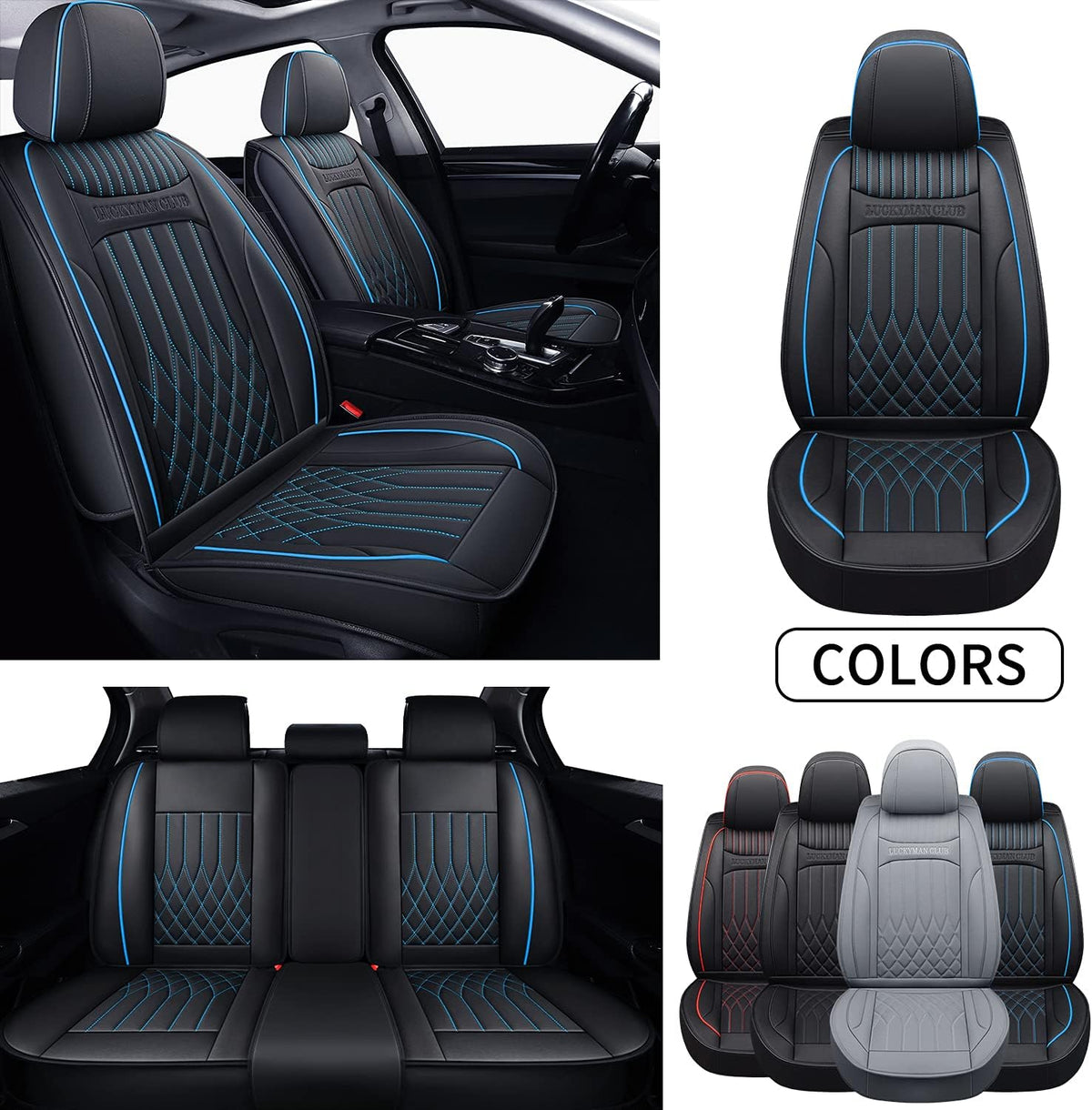 Universal Car Seat Covers Full Set Black/Red H6972