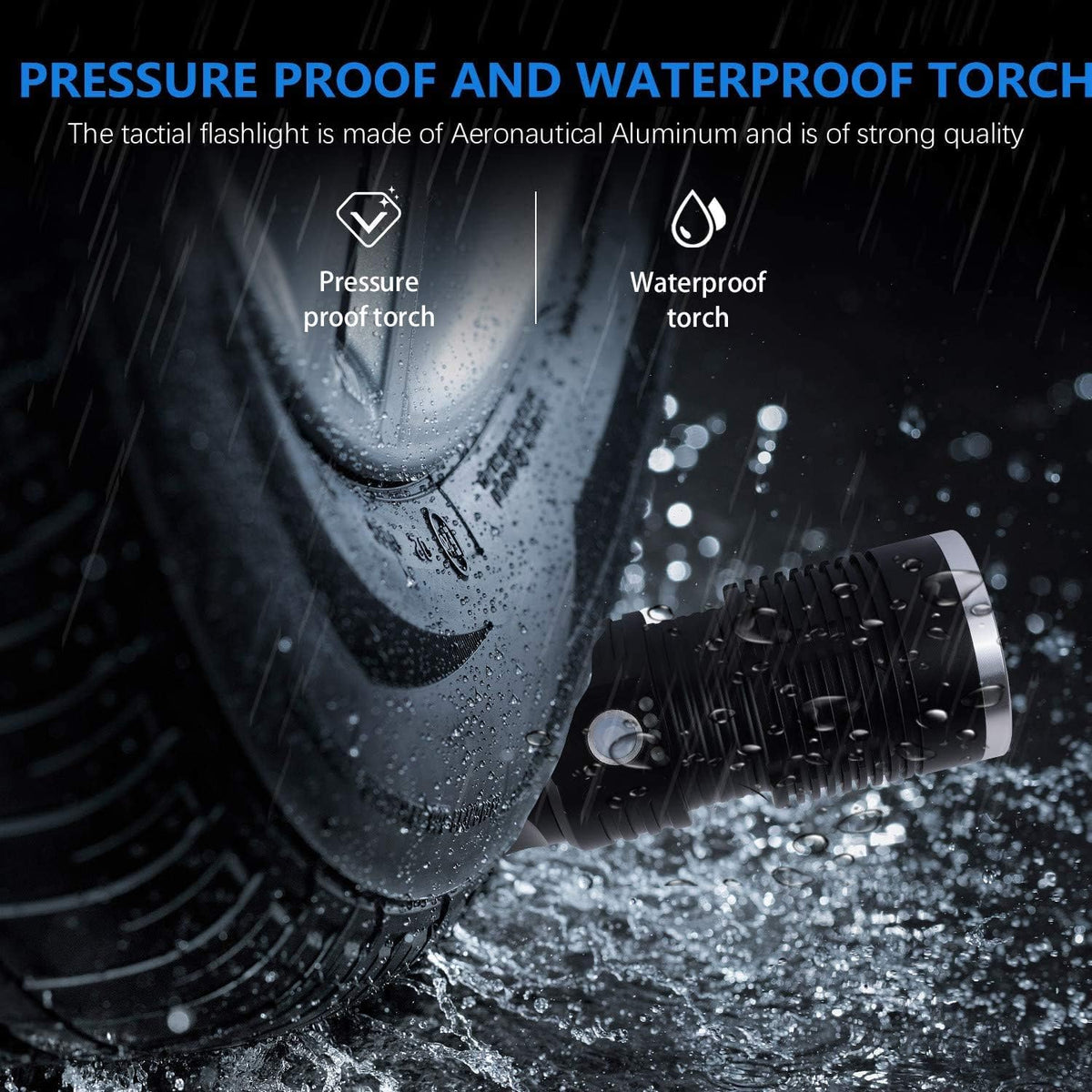 100000 Lumen Rechargeable Tactical Flashlight with Battery V469