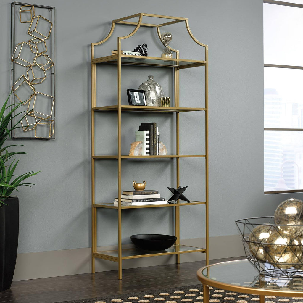 5 Shelf Bookcase, Satin Gold L728