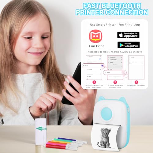 Pink Mini Portable Thermal Printer with 13 Roll Papers N600