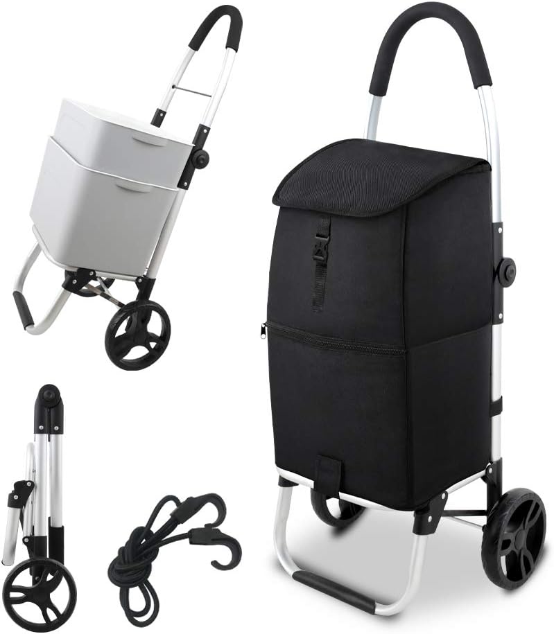 Navy Blue Foldable Grocery Cart with Shopping Bag M5147