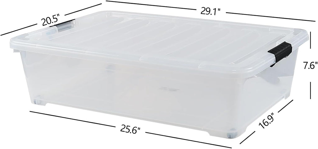 3-Pack 50 Quart Plastic Underbed Storage Bins with Lids E2241