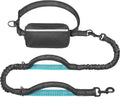 Hands Free Dog Leash with Zipper Pouch, Dual Padded Handles and Durable Bungee, Black W222043