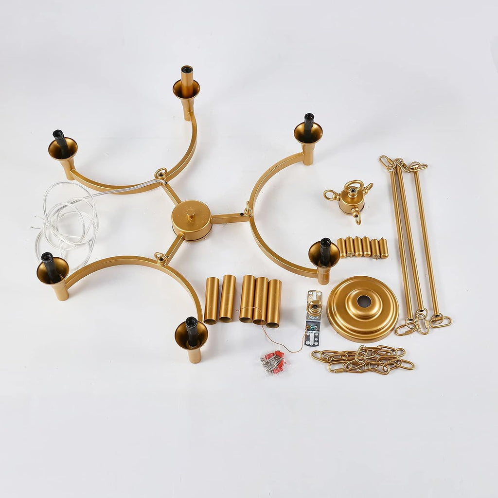 6-Lights Gold Candle-Style Chandelier W79832
