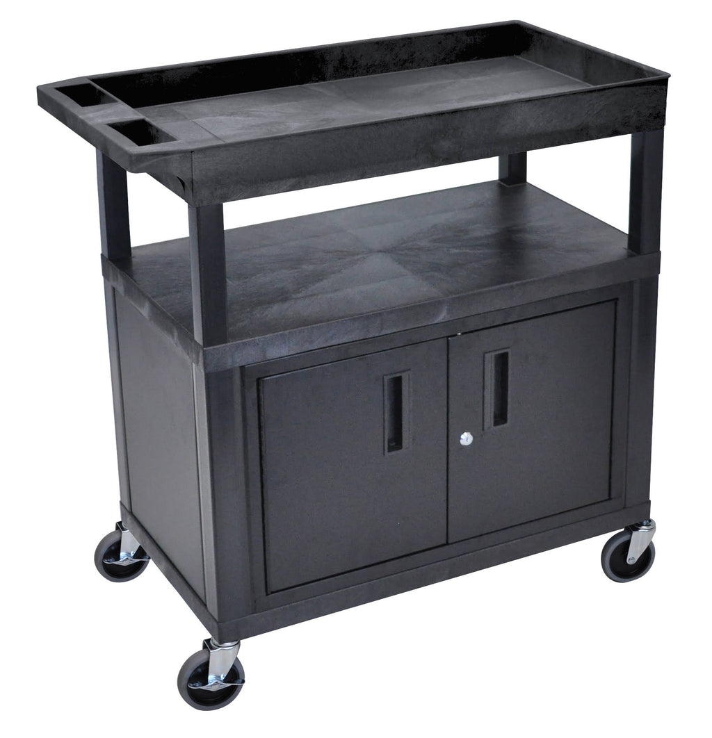 Black Two Flat One Tub Shelves Utility Cart D829