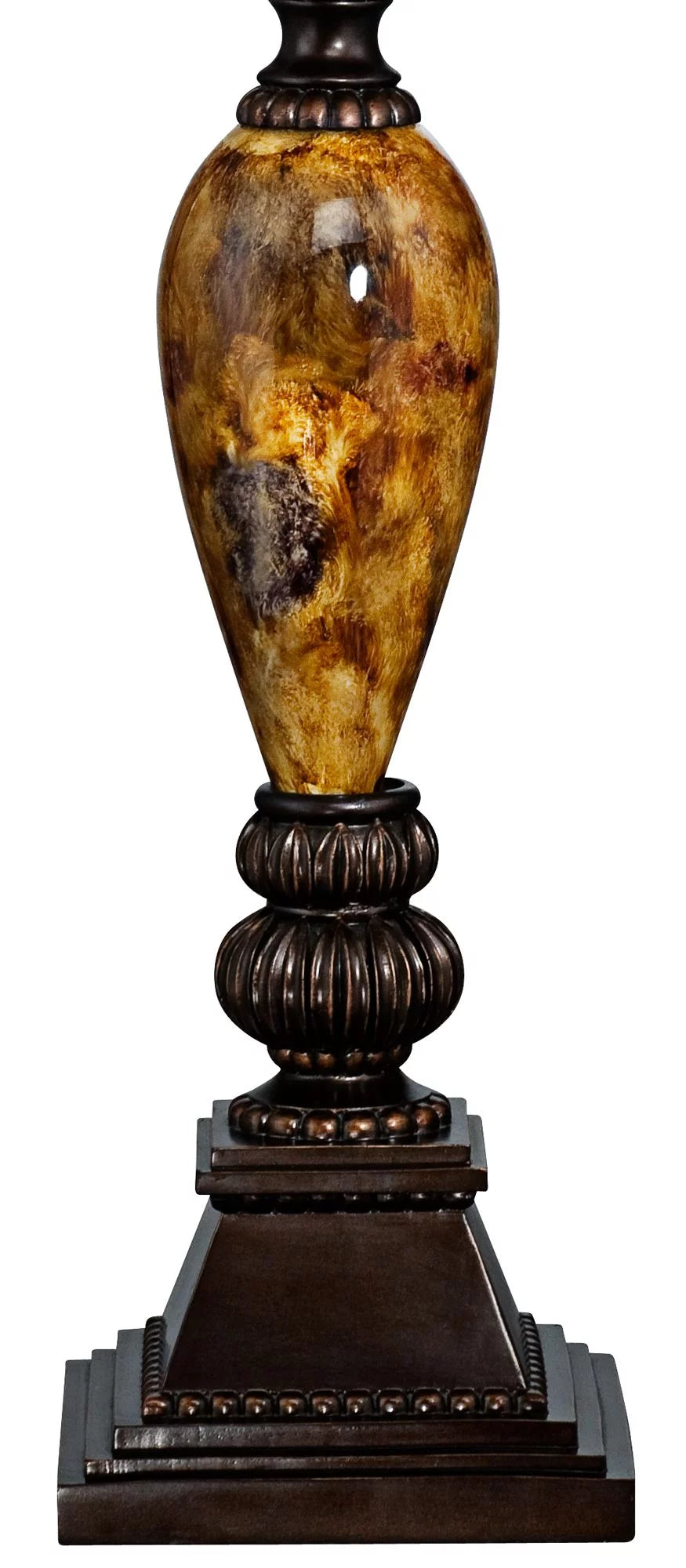 Traditional Table Lamp with White USB Dimmer Cord 37" Tall Bronze Golden Marbleized White Shade I876796