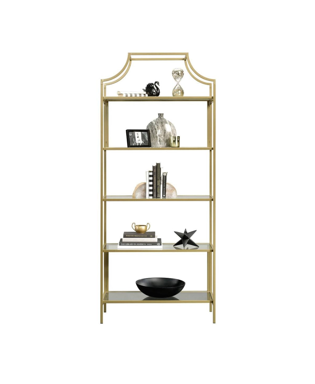 5 Shelf Bookcase, Satin Gold L728