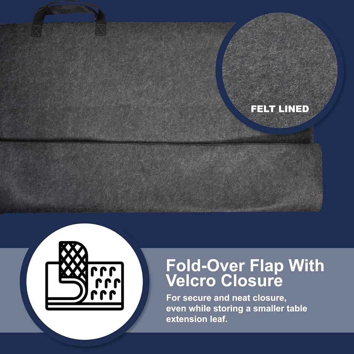 Felt Lined Dining Table Leaf Storage Bag with Handle, Gray P50848