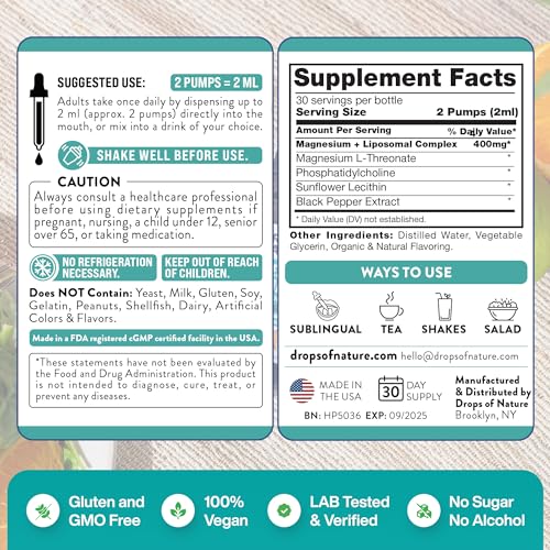 Magnesium L-Threonate Liposomal Liquid Extract, 2 oz 60 mL Z2397