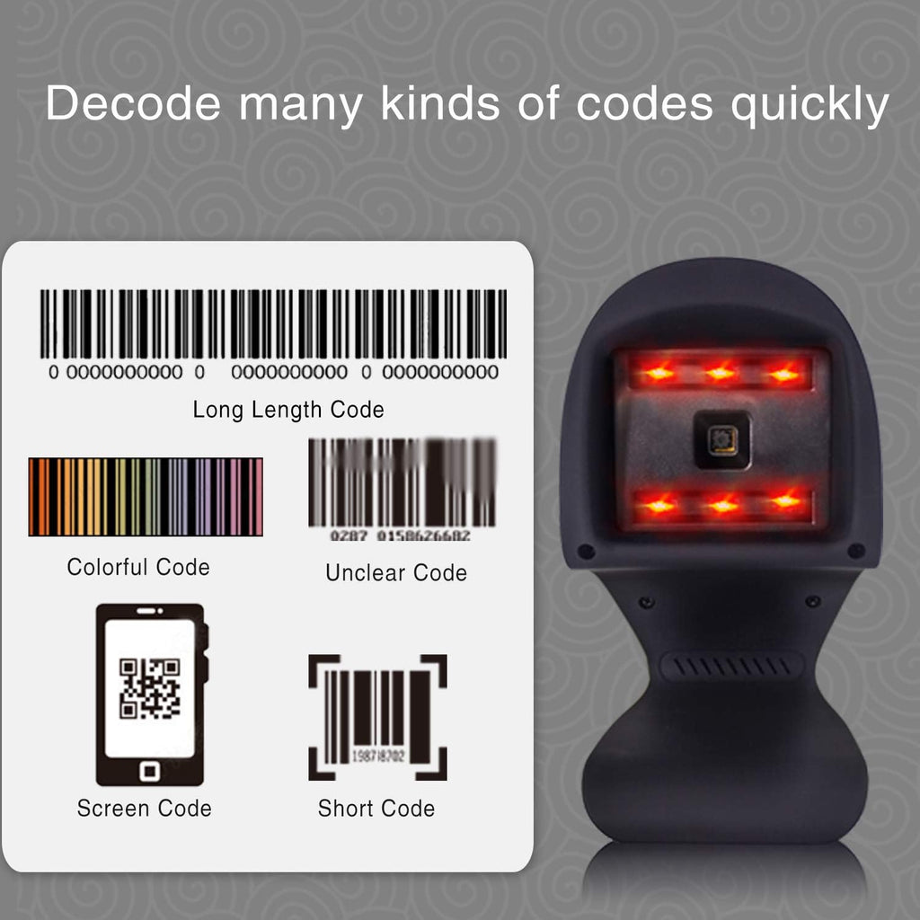 2D 1D Omnidirectional Barcode Scanner with USB Cable O392