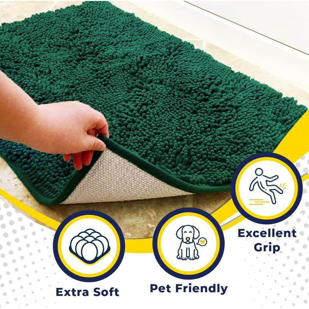 Dark Green Non Slip Microfiber Door Mat 24"X60" C493346