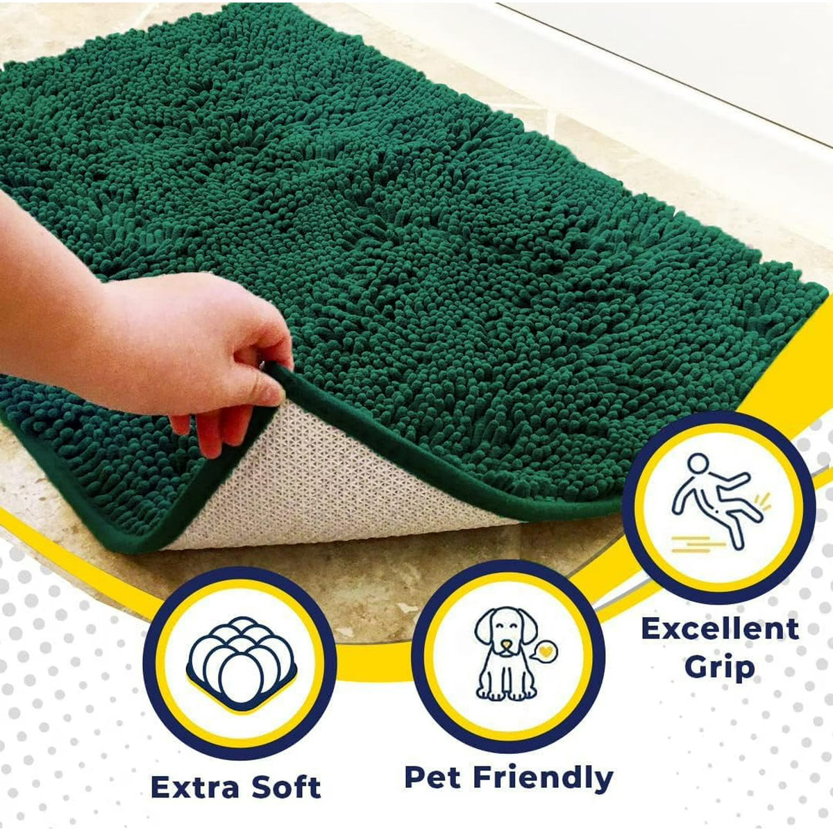 Dark Green Non Slip Microfiber Door Mat 24"X60" C493346
