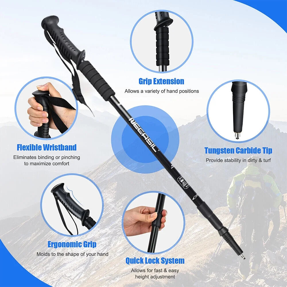 Blue Aluminum Quick Lock Trekking Poles G975