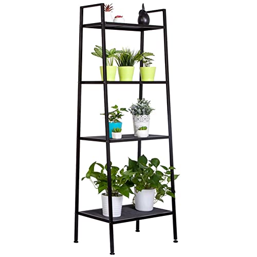 Black 4 Tier Metal Ladder Bookshelf T38125