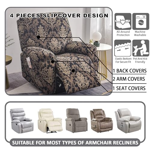 4-Pieces Non Slip Recliner Slipcovers with Arms Y7051
