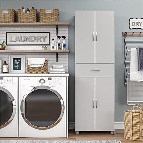 Dove Gray Storage Cabinet with Drawer U4040