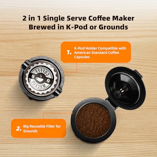 Black Single Serve Coffee Maker for K Cup and Ground Coffee, 6 to 12 oz. Brew Sizes G958
