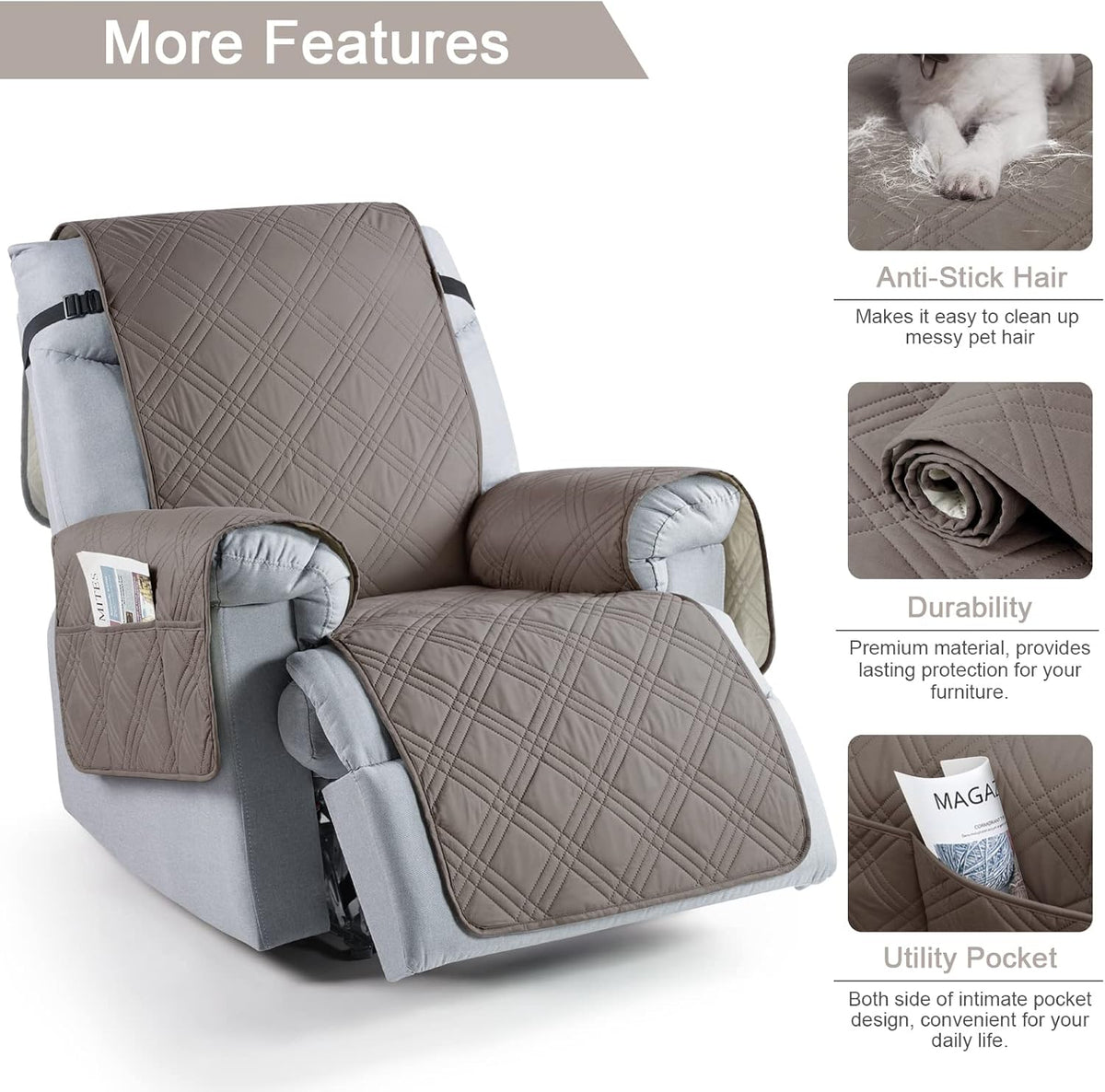 Light Brown Waterproof Recliner Chair Cover G688879