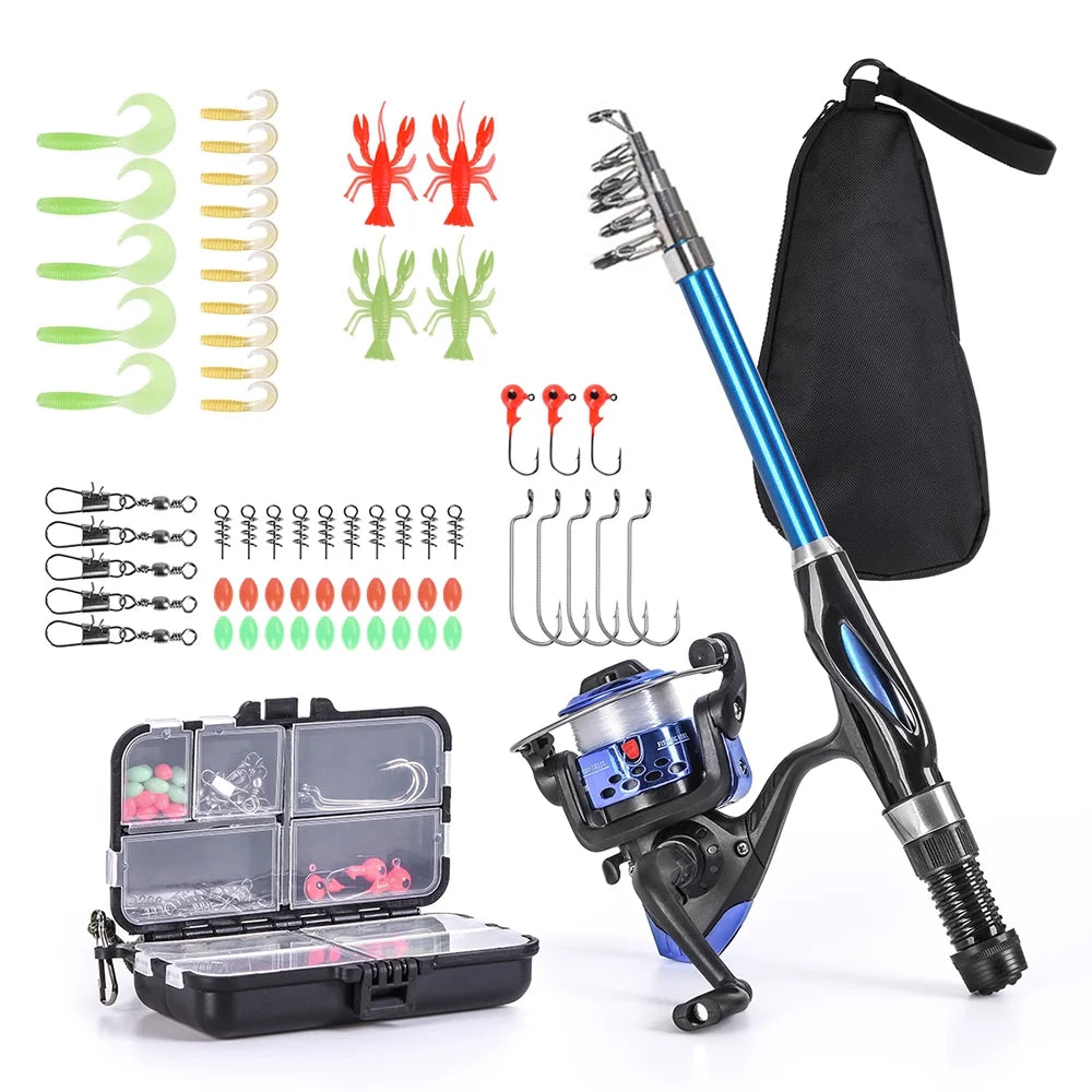 1.5m Telescopic Fishing Rod Reel Set with Storage Bag C231