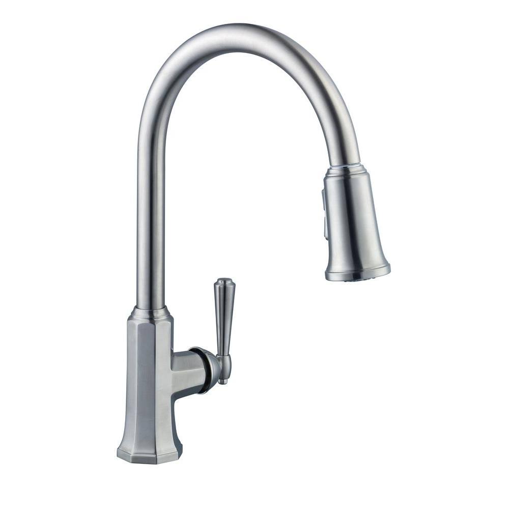 Single-Handle Pull-Down Sprayer Kitchen Faucet in Brushed Nickel H75484