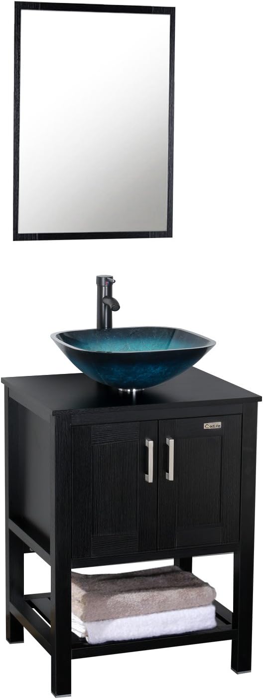24 inch Bathroom Vanity with Ceramic Vessel Sink and Faucet A480