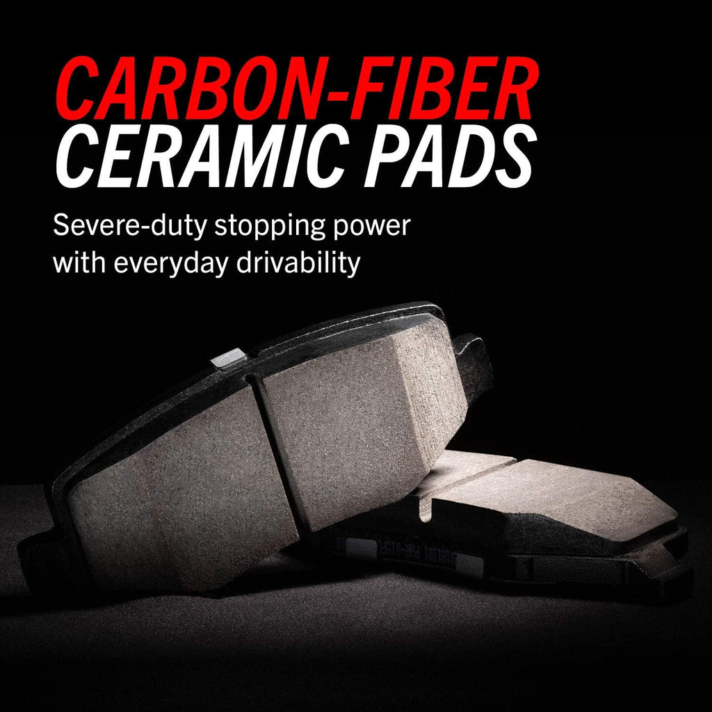 Front Carbon Fiber Brake Pads with Drilled & Slotted Brake Rotors Kit C32396