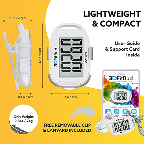 Simple Step Counter Walking 3D Pedometer with Clip and Lanyard U19431