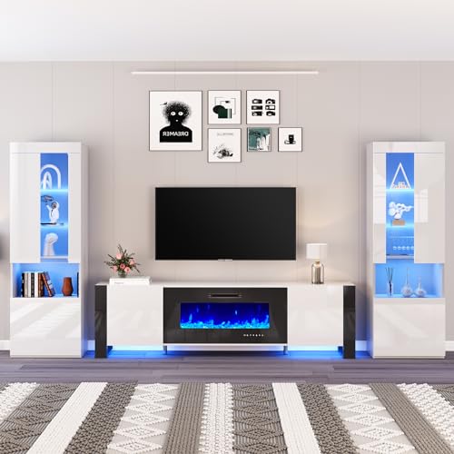 Entertainment Center with Fireplace and 2 Bookshelves, TV Stand for TVs Up to 80in K215819