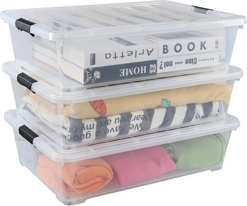 3-Pack 50 Quart Plastic Underbed Storage Bins with Lids E2241