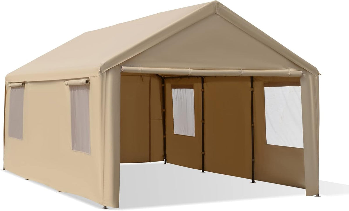10'x20' Heavy Duty Carport with Roll-up Ventilated Windows N49552
