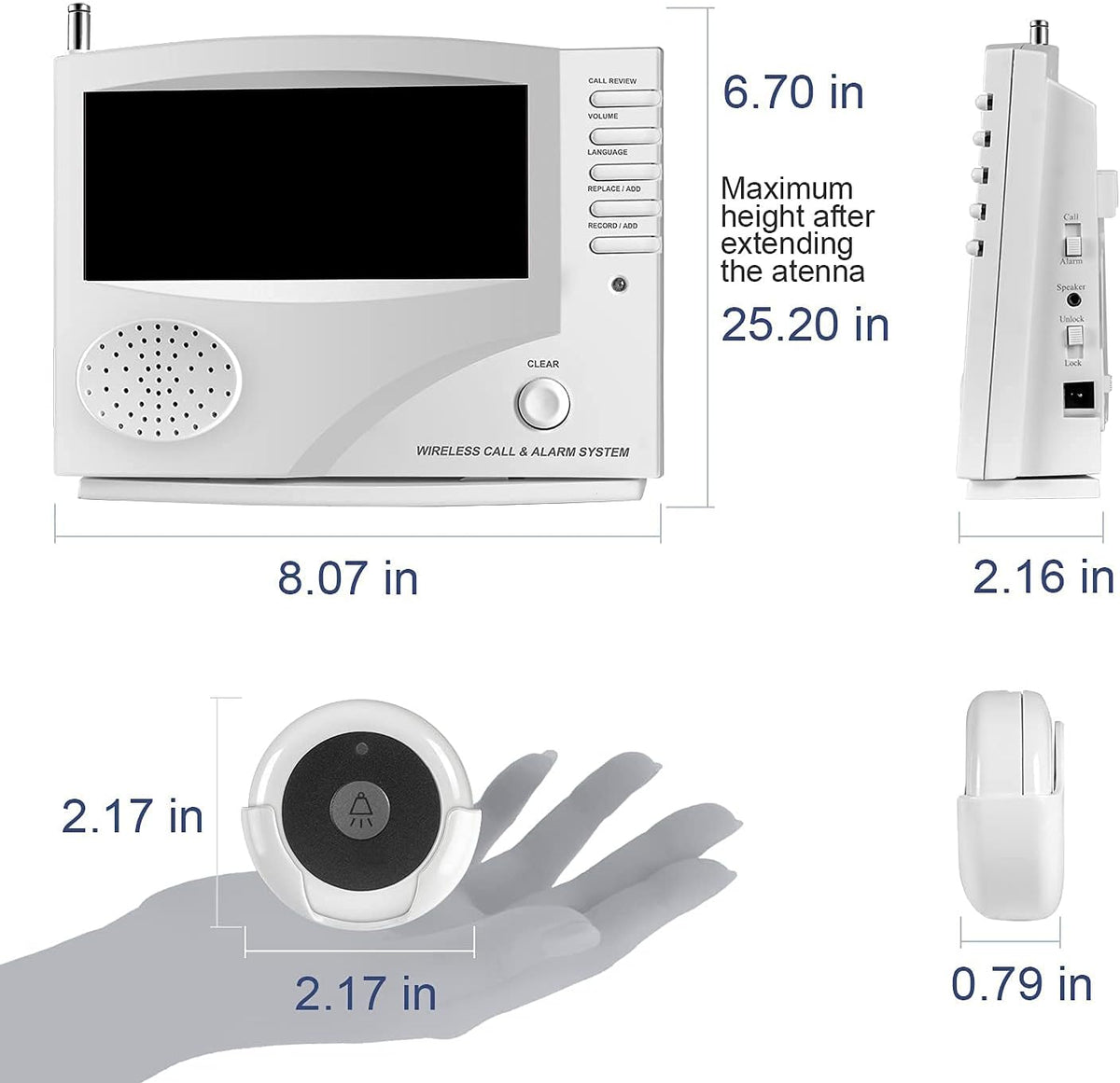 Wireless Calling System with 10 Waterproof Call Buttons and 1 Monitoring Unit J85509