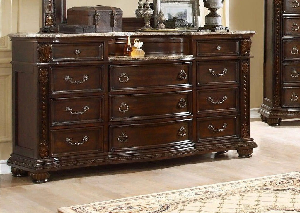 Dark Cherry 11-Drawer Dresser with Mirror A17254