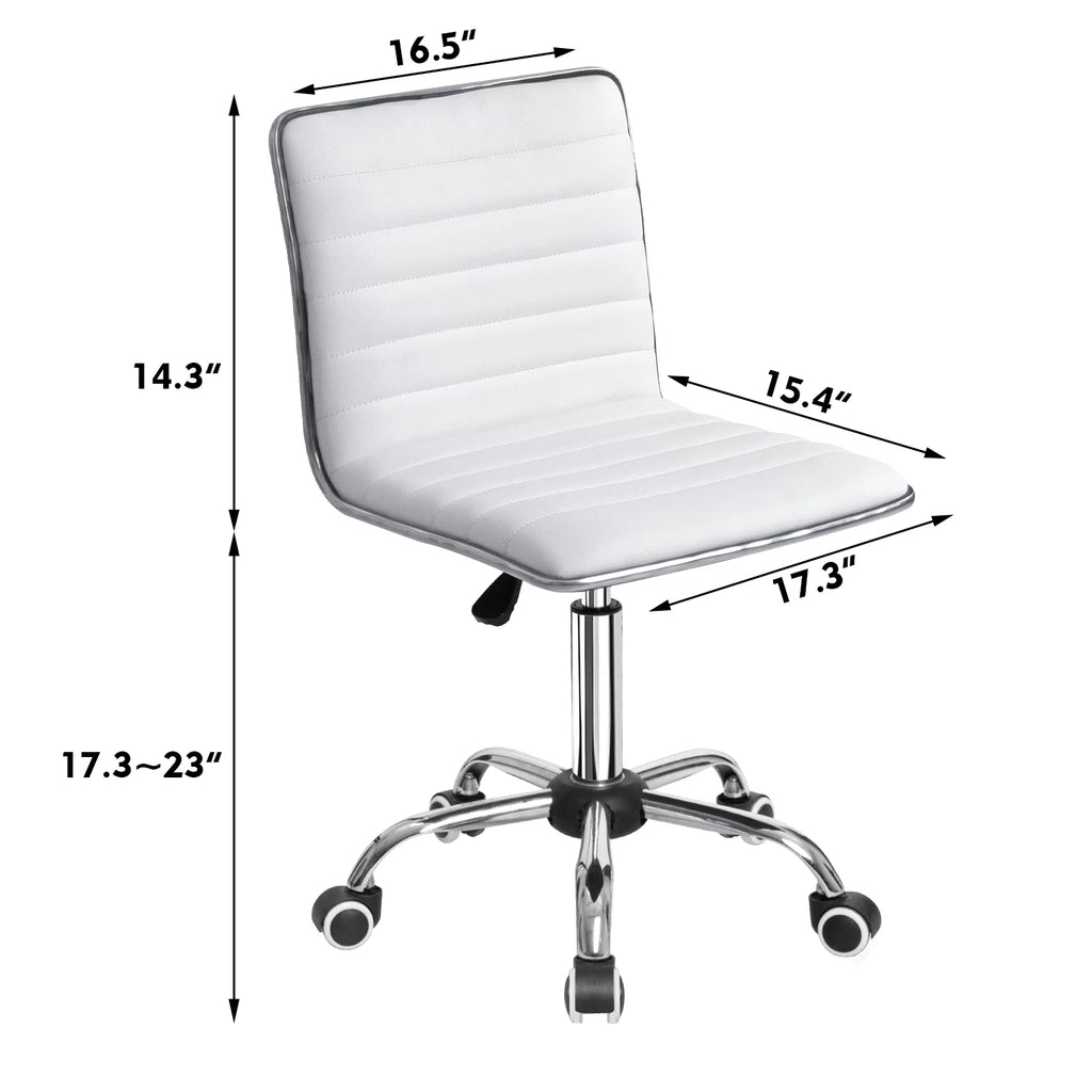 White Faux Leather Armless Office Chair C8956