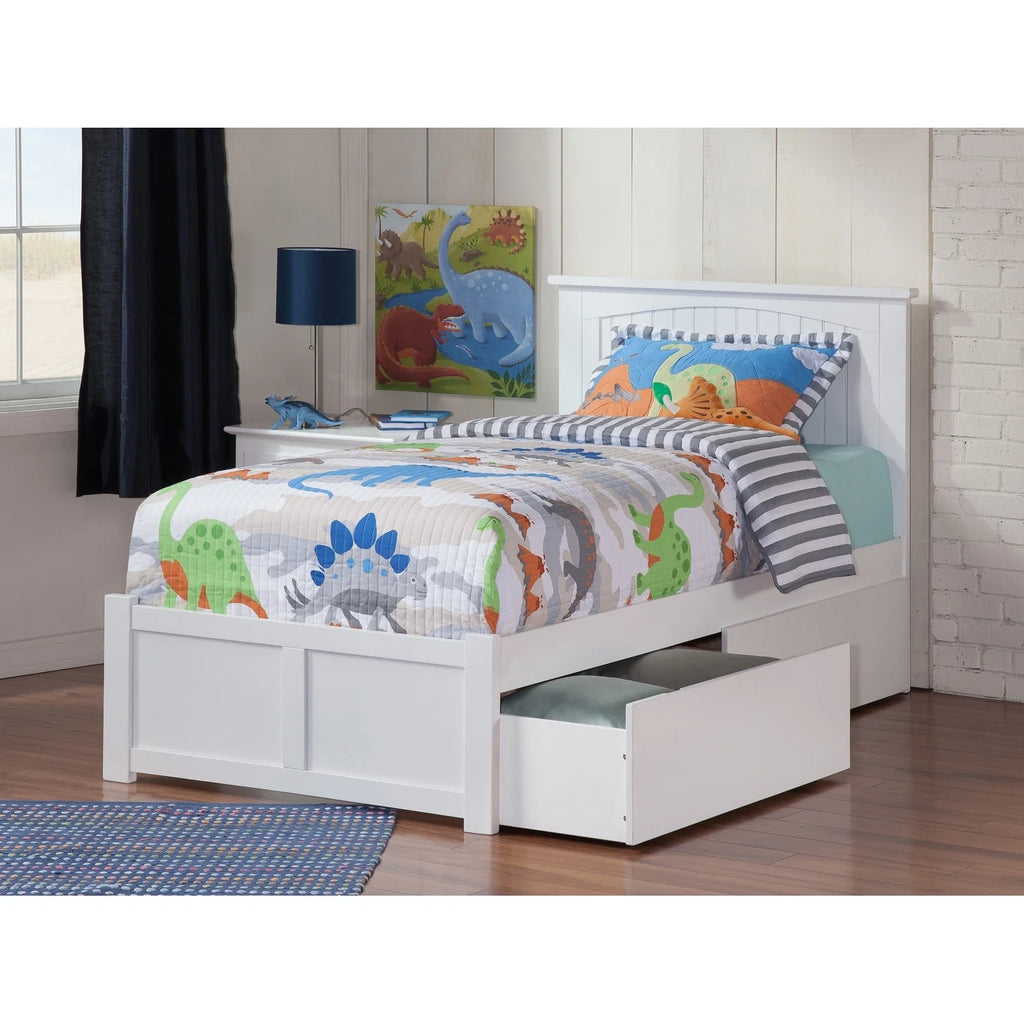 White Painted Twin XL Platform Bed with Storage Drawers X735