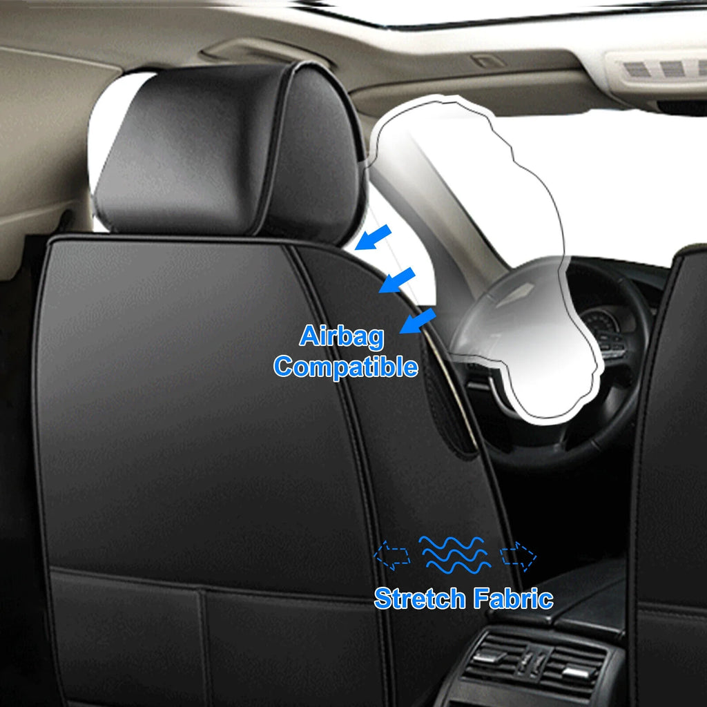 5 Seats PU Leather Car Seat Covers with 4 Pillows Black+Red M349340