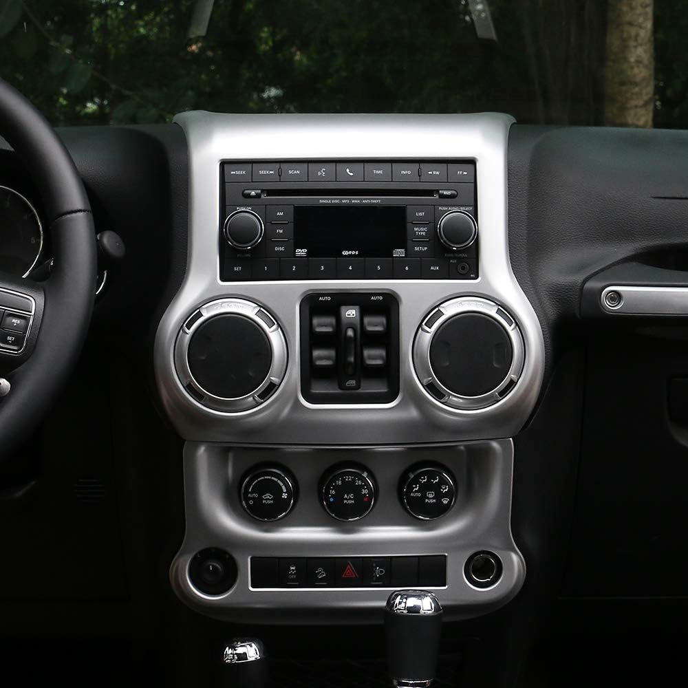 Carbon Fiber Car Interior Center Console Dashboard Panel Frame Cover Trims for Jeep Wrangler 2011-2017, Pack of 2 V693