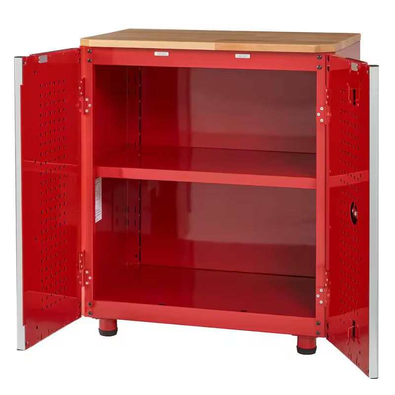 24-Gauge Steel 2-Door Garage Base Cabinet in Red Y520