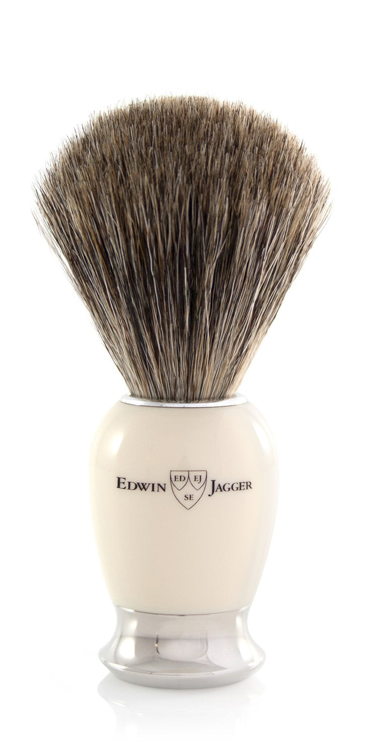 Simulated Horn Pure Badger Hair Shaving Brush with Nickel Plated Collar and End Cap V418696