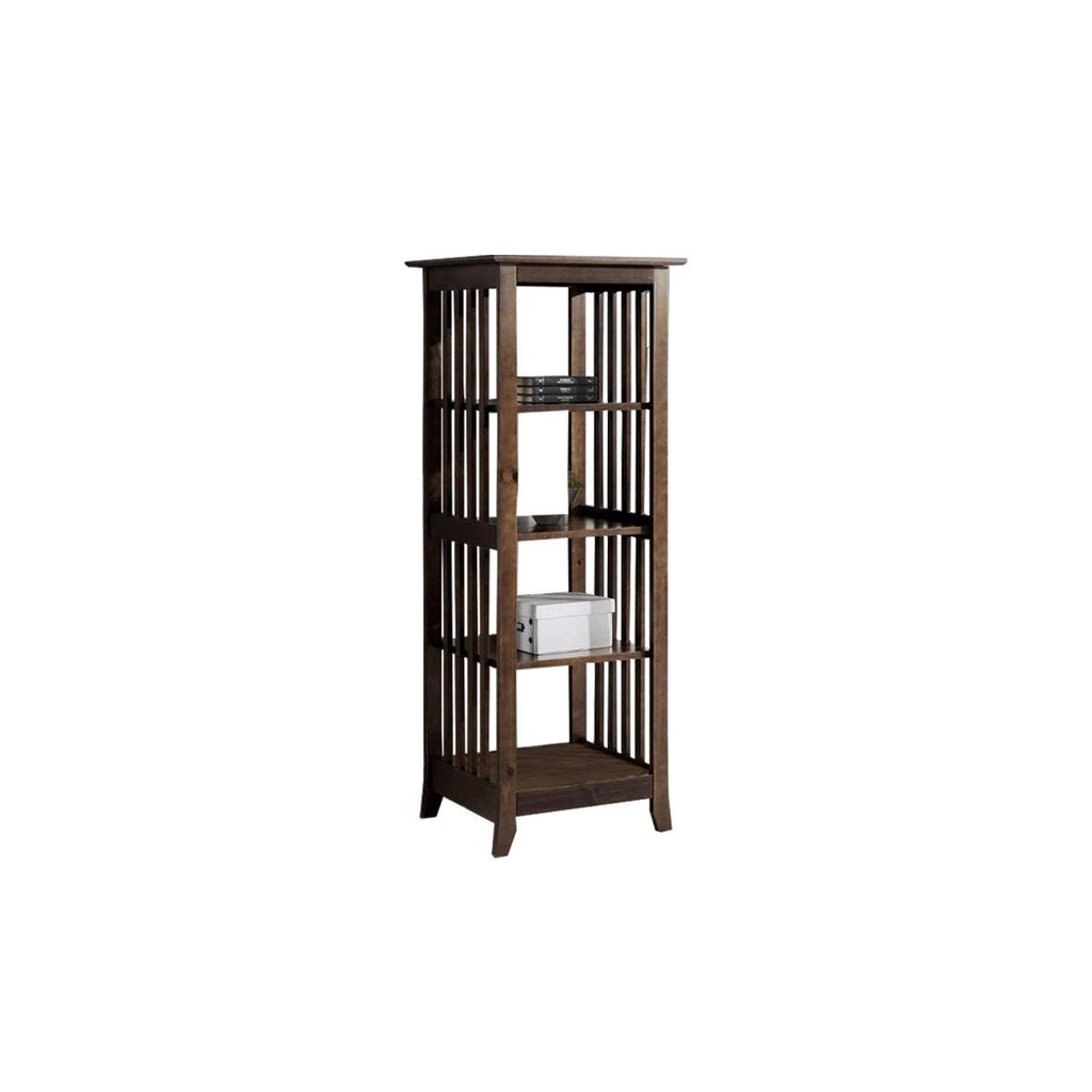 4 Tier Wooden Frame Bookcase with Slatted Side Panels, Brown Z770