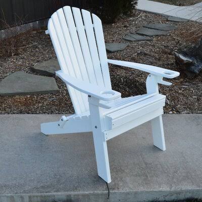 Bright White Plastic Folding Adirondack Chair B389760