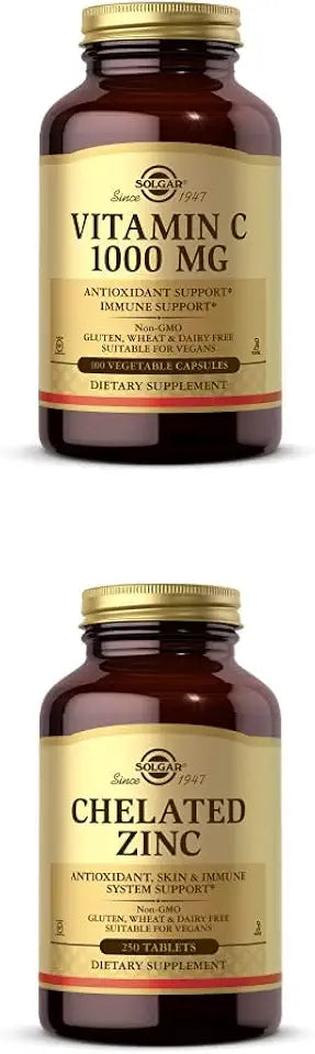 Vitamin C 1000 mg 100 Vegetable Capsules and Chelated Zinc 250 Tablets R22155