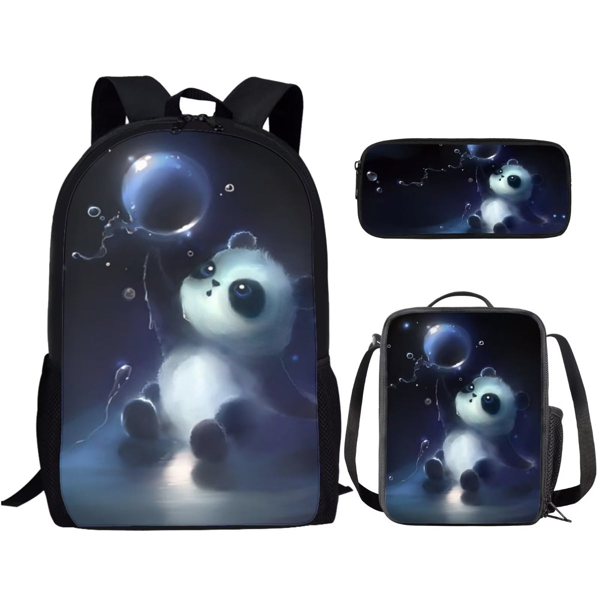 Panda Backpack Set with Lunch Bag and Pencil Case, 3-Pieces Q64994